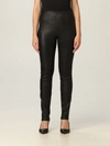 Theory Stretch-leather Leggings In Black