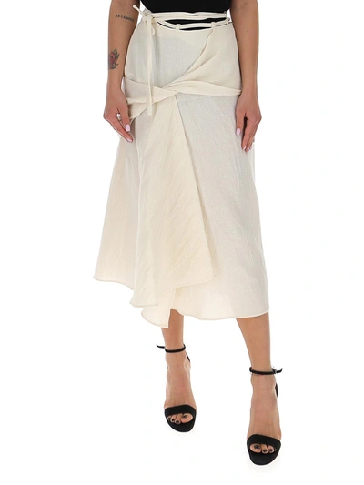 Sportmax Dyser Cotton & Linen Midi Skirt In Beige