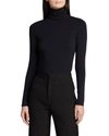 Majestic Viscose Jersey Turtleneck In Blue