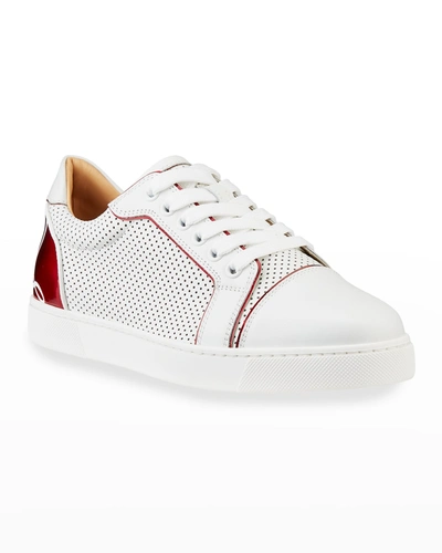 Christian Louboutin Bicolor Low-top Logo Sneakers In Biancoloubi