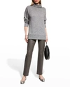 Lafayette 148 Chine 3-ply Cashmere Stand-collar Sweater In Graphite Multi