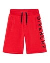 GIVENCHY BOY'S SWEAT SHORTS WITH SPLIT LOGO,PROD244800258