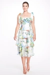 MARCHESA NOTTE FLORAL PRINT TIERED DRESS,MN22RD2839-12