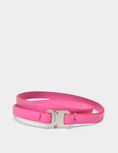 Alyx Double Wrap Micro Buckle Leather Choker In Pink