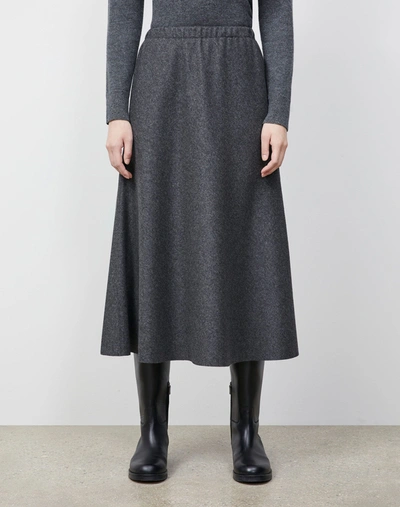 Lafayette 148 Sibel Reversible Skirt In Italian Double Face Wool-cashmere In Charcoal,black