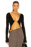 Jacquemus 'la Maille Pralu Longue' Black Ribbed Cardigan With Logo Charm Woman In Black
