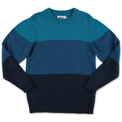 Molo Stripe-print Ribbed-trim Jumper In Blue