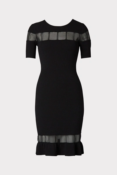 Milly Sheer Inset Fitted Dress In Black