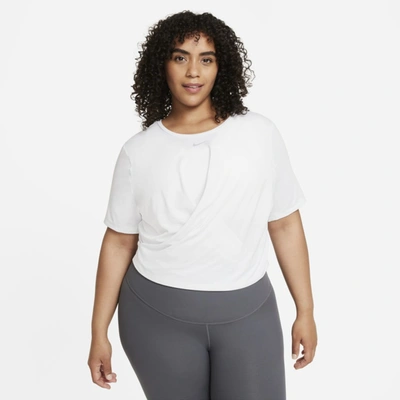Nike Women's Dri-fit One Luxe Twist Cropped Short-sleeve Top (plus Size) In White