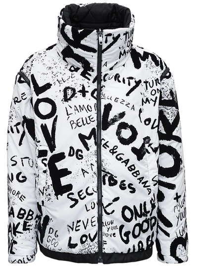 Dolce & Gabbana Reversible Graffiti-print Padded Jacket In White