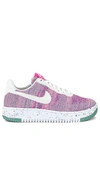 Nike Air Force 1 Crater Flyknit Move To Zero Sneakers In Purple And Blue-blues In Fuchsia Glow  White  Pink Blast  & Green