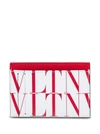 VALENTINO GARAVANI VLTN CARD HOLDER IN WHITE AND RED LEATHER