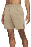 Nike Yoga Dri-fit Men's Shorts In Khaki,brown Kelp