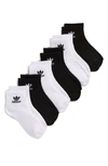 ADIDAS ORIGINALS KIDS' TREFOIL 6-PACK SOCKS,EV6421B