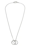 ALLSAINTS DOUBLE RING STERLING SILVER PENDANT NECKLACE,364094SLV041