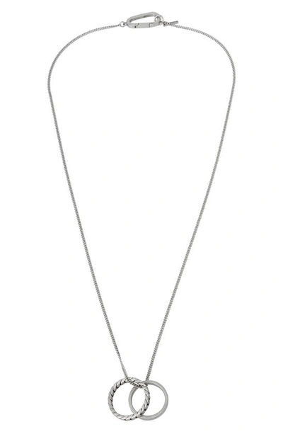 Allsaints Double Ring Sterling Silver Pendant Necklace In Warm Silver
