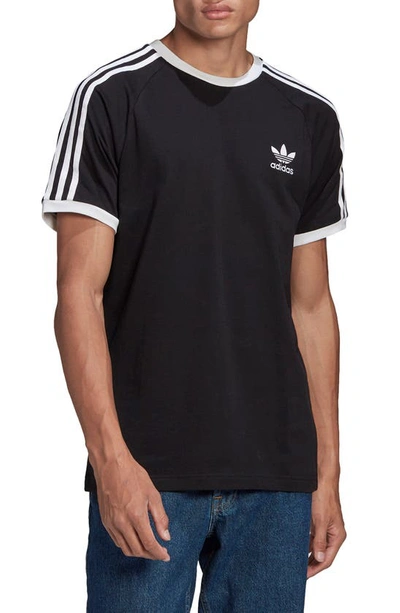 Adidas Originals 3-stripes Cotton Jersey T-shirt In Black