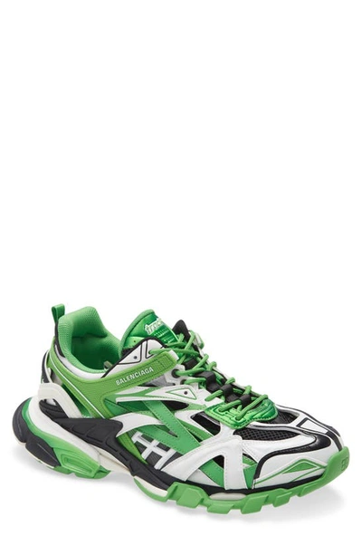 Balenciaga Men's Track 2 Metallic Caged Trainer Sneakers In Green
