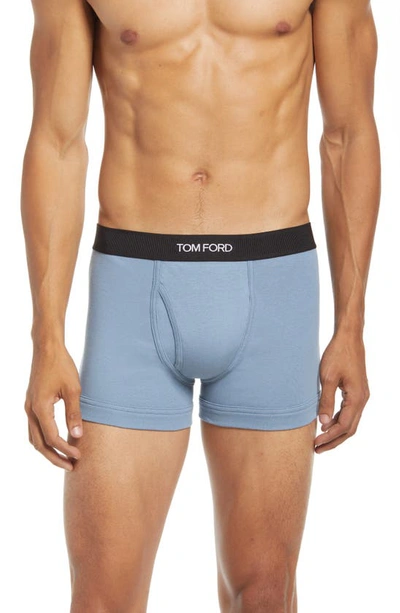 Tom Ford Cotton-blend Jersey Boxer Briefs In Steel Blue