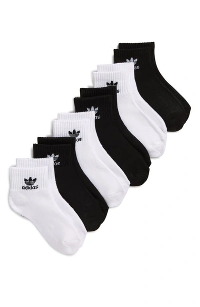 Adidas Originals Kids' Trefoil Assorted 6-pack Quarter Socks In White