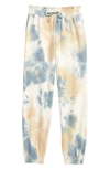 Love, Fire Kids'  Kids' Smocked Joggers In Peach Grey Tie Dye