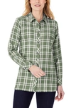 Foxcroft Santino Plaid Button-up Tunic Shirt In Autumn Ivy