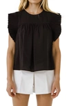 English Factory Ruffle Detail Top In Black