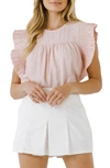 English Factory Ruffle Detail Top In Dusty Pink