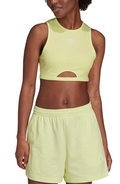 Adidas Originals Rib Crop Tank In Pulse Yellow