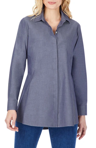 Foxcroft Cici Long Sleeve Top In Midnight Sky In Blue