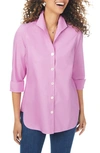 Foxcroft Cole Roll Sleeve Button-up Shirt In Rose Frost
