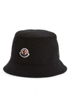 Moncler Black Logo Bucket Hat In Black