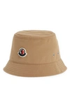 Moncler Logo Patch Bucket Hat In Brown
