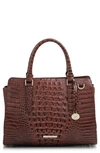 Brahmin Finley Small Croc Embossed Leather Satchel In Pecan