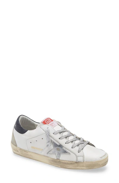 Golden Goose Super-star Sneaker In White Leather/ Metallic Silver