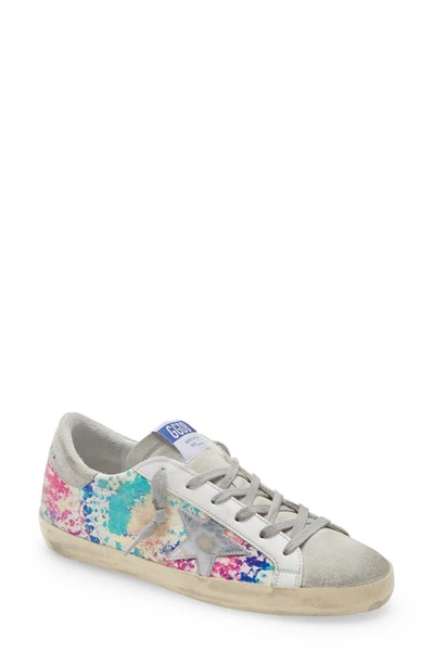 Golden Goose Super-star Low Top Sneaker In Tie Dye Printed Leather