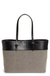 SAINT LAURENT TWEED & LEATHER SHOPPER TOTE,60896225E3W