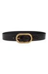 SAINT LAURENT CROC EMBOSSED LEATHER BELT,6698701ZQ0W