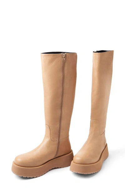 Paloma Barceló Gema Knee High Platform Boot In Light Brown/ Nocciola