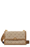 Tory Burch Small T Monogram Jacquard Shoulder Bag In Hazelnut