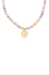 ADINAS JEWELS PASTEL BEADED SMILEY PENDANT NECKLACE,N60029CMB-311