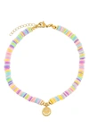 ADINAS JEWELS PASTEL BEADED SMILEY FACE PENDANT ANKLET,A59986CMB-773
