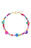ADINAS JEWELS CHARM BEADED ANKLET,A62986CMB-704
