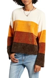 Volcom Juniors' Bubble Tea Striped Sweater In Brown