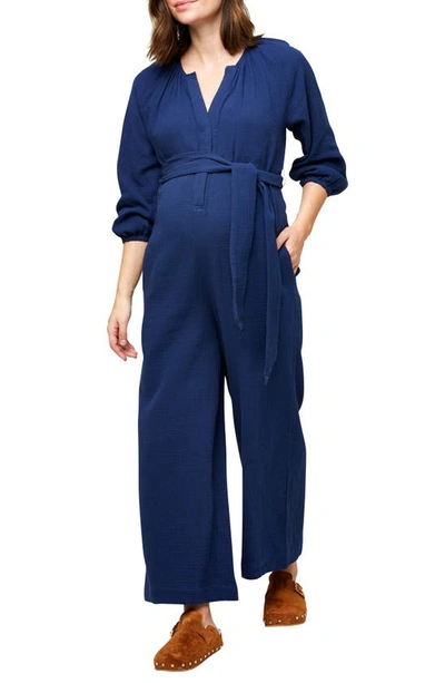 Nom Maternity Alma Maternity/nursing Jumpsuit In Navy