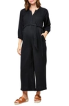 Nom Maternity Women's Alma Cotton Gauze Jumpsuit In Black