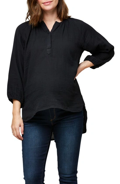 Nom Maternity Ava Organic Cotton Maternity Top In Black