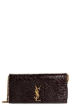 SAINT LAURENT SUPPLE KATE 99 CROC EMBOSSED CALFSKIN SHOULDER BAG,63421129O0W