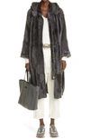 BRUNELLO CUCINELLI GENUINE SHEARLING LONG COAT WITH REMOVABLE HOOD,MPMRA9722-212