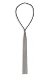 Brunello Cucinelli Micro Bead Tassel Necklace In Silver